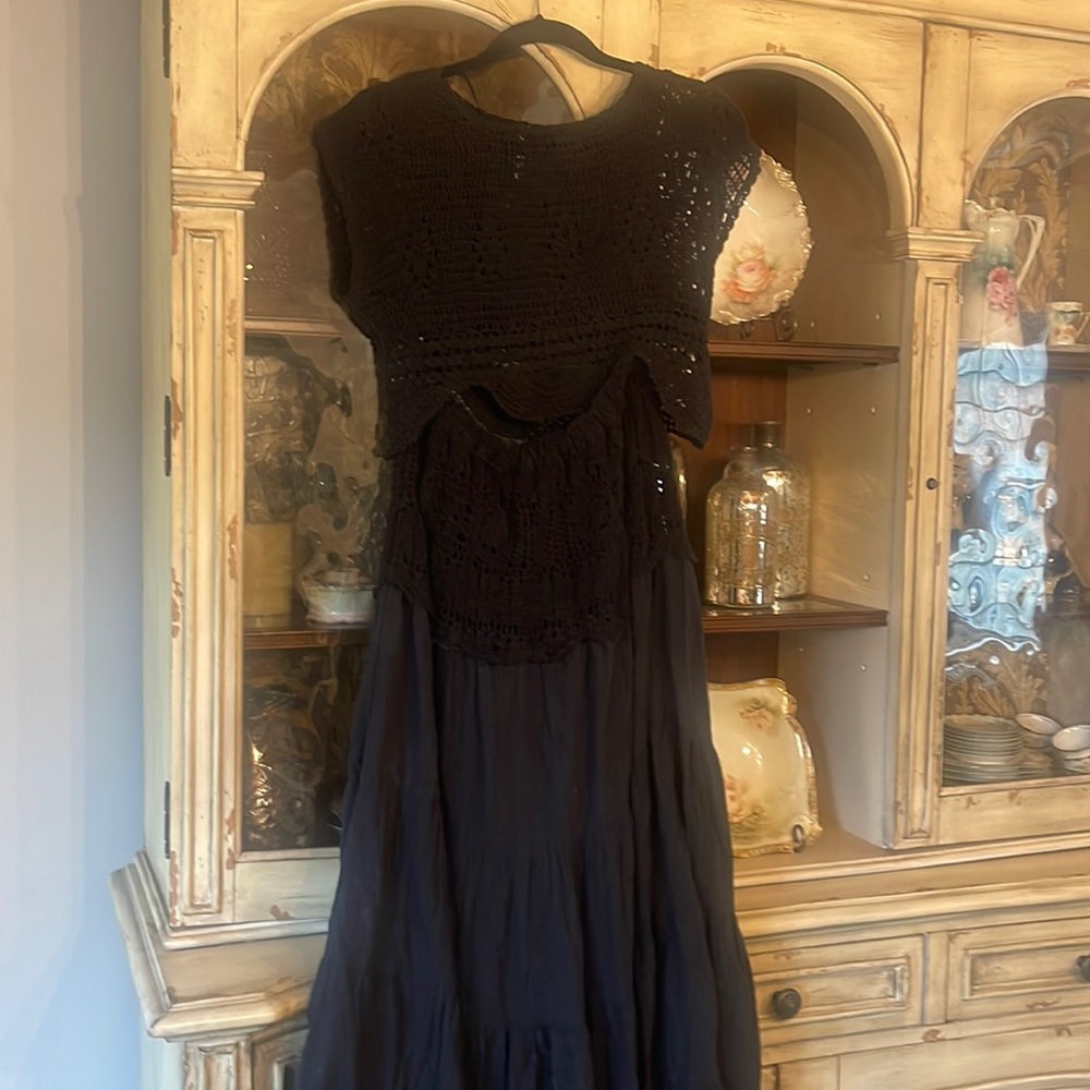 Free people two piece crochet maxi set never worn